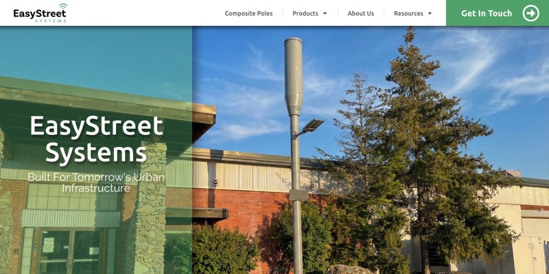 EasyStreet Systems homepage, a manufacturer of composite utility poles