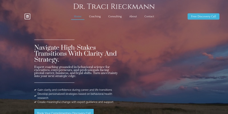 Dr. Traci Rieckmann executive coaching website homepage
